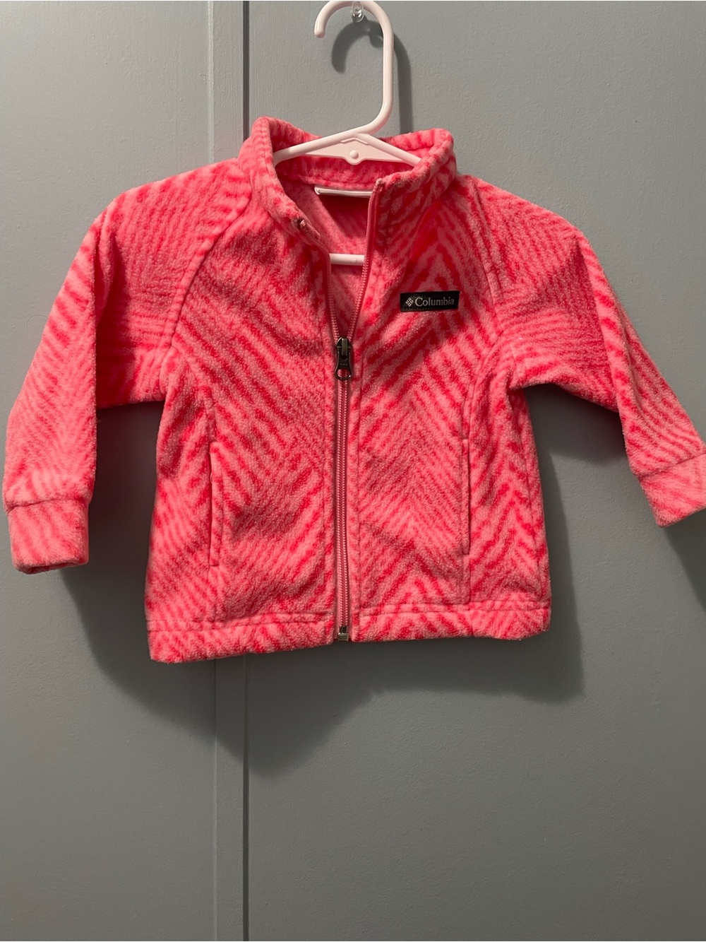 Columbia Girls Bright Pink Patterned Fleece Jacket